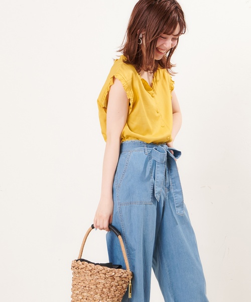 natural couture（ナチュラルクチュール）の「プチプラ・リネンフリル2WAYブラウス（シャツ/ブラウス・レディース・ブラック/ピンク/イエロー/アイボリー・FREE）」の12枚目の写真