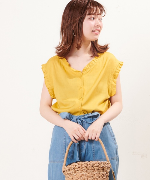 natural couture（ナチュラルクチュール）の「プチプラ・リネンフリル2WAYブラウス（シャツ/ブラウス・レディース・ブラック/ピンク/イエロー/アイボリー・FREE）」の13枚目の写真