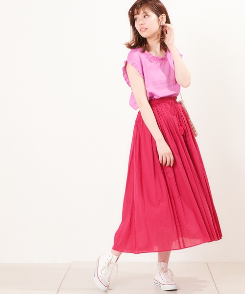 natural couture（ナチュラルクチュール）の「プチプラ・リネンフリル2WAYブラウス（シャツ/ブラウス・レディース・ブラック/ピンク/イエロー/アイボリー・FREE）」の14枚目の写真