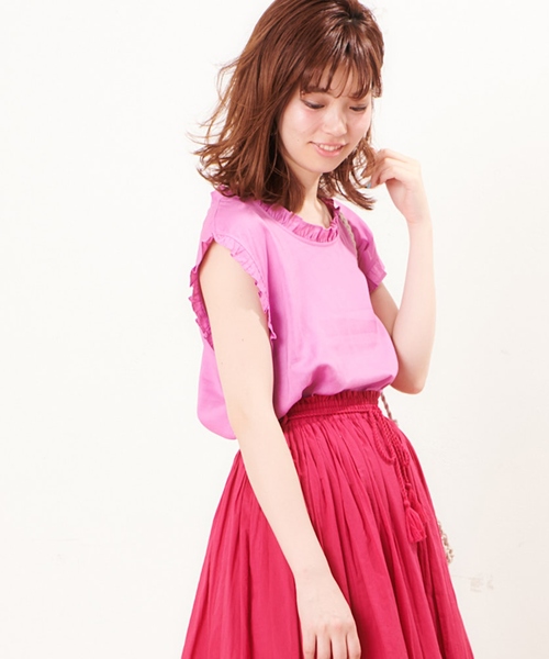 natural couture（ナチュラルクチュール）の「プチプラ・リネンフリル2WAYブラウス（シャツ/ブラウス・レディース・ブラック/ピンク/イエロー/アイボリー・FREE）」の16枚目の写真