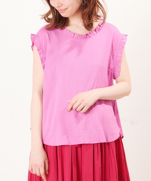 natural couture（ナチュラルクチュール）の「プチプラ・リネンフリル2WAYブラウス（シャツ/ブラウス・レディース・ブラック/ピンク/イエロー/アイボリー・FREE）」の17枚目の写真