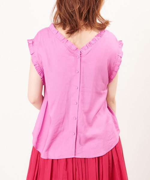 natural couture（ナチュラルクチュール）の「プチプラ・リネンフリル2WAYブラウス（シャツ/ブラウス・レディース・ブラック/ピンク/イエロー/アイボリー・FREE）」の19枚目の写真