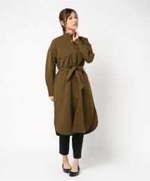 スタンドカラー ロングシャツコート