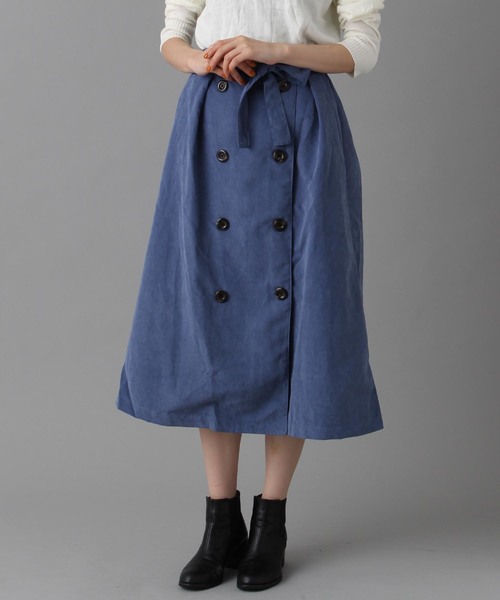 Burner（バーナー）の「【wordtrobe】ピーチ起毛トレンチ風スカート（スカート・レディース・ブラック/ベージュ/ネイビー/カーキ/ピンク/マスタード・FREE）」の5枚目の写真