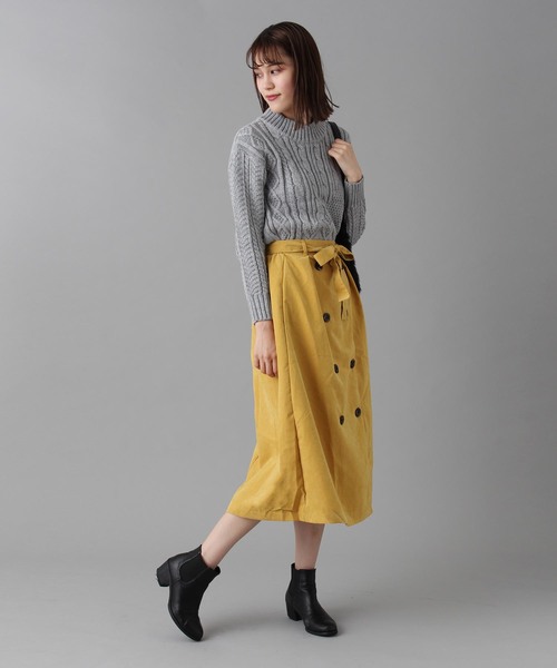 Burner（バーナー）の「【wordtrobe】ピーチ起毛トレンチ風スカート（スカート・レディース・ブラック/ベージュ/ネイビー/カーキ/ピンク/マスタード・FREE）」の6枚目の写真