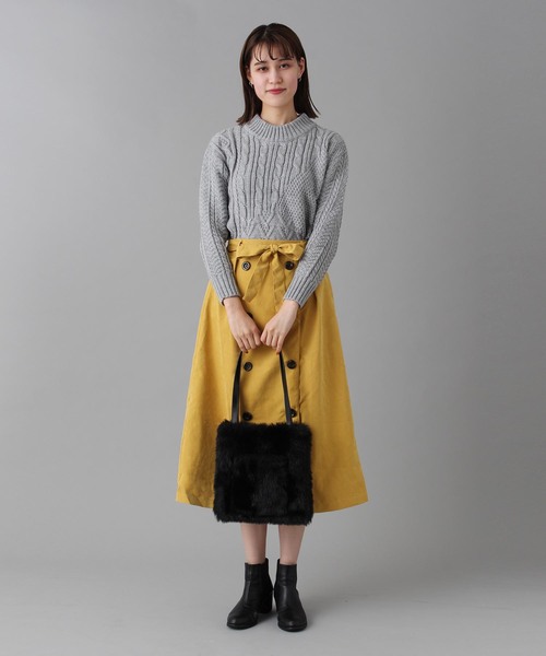 Burner（バーナー）の「【wordtrobe】ピーチ起毛トレンチ風スカート（スカート・レディース・ブラック/ベージュ/ネイビー/カーキ/ピンク/マスタード・FREE）」の9枚目の写真