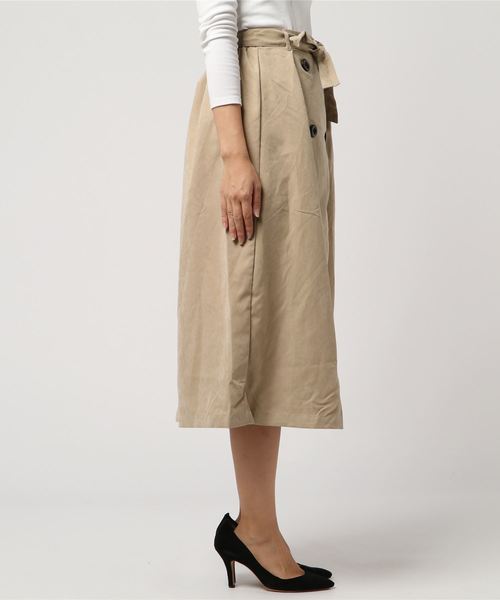 Burner（バーナー）の「【wordtrobe】ピーチ起毛トレンチ風スカート（スカート・レディース・ブラック/ベージュ/ネイビー/カーキ/ピンク/マスタード・FREE）」の7枚目の写真