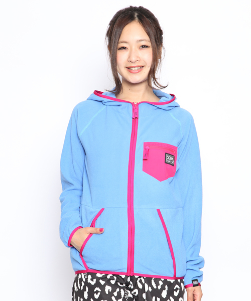 X-girl（エックスガール）の「FLEECE HOODY（その他アウター・レディース・ピンク/ブルー・SMALL/MEDIUM）」の2枚目の写真