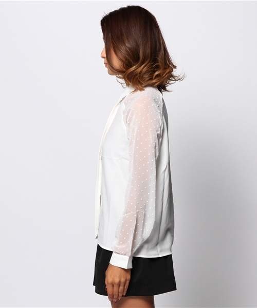 EGOIST（エゴイスト）の「スリーブドビーシャツ（シャツ/ブラウス・レディース・ホワイト/ブラック・FREE）」の4枚目の写真