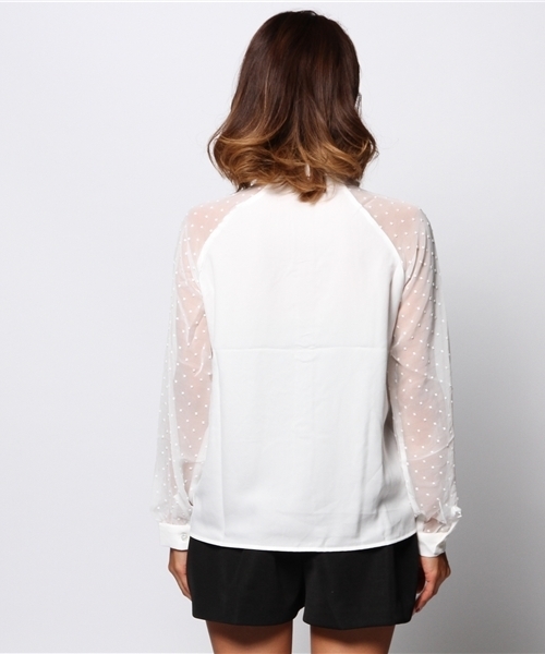 EGOIST（エゴイスト）の「スリーブドビーシャツ（シャツ/ブラウス・レディース・ホワイト/ブラック・FREE）」の5枚目の写真