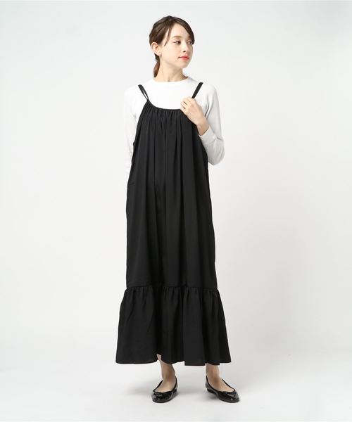 STYLEBLOCK（スタイルブロック）の「ティアードキャミマキシワンピース（ワンピース・レディース・ベージュ/ブラック/ライトグレー/カーキ・M）」の2枚目の写真