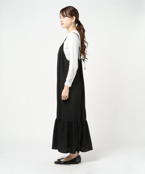 STYLEBLOCK（スタイルブロック）の「ティアードキャミマキシワンピース（ワンピース・レディース・ベージュ/ブラック/ライトグレー/カーキ・M）」の6枚目の写真