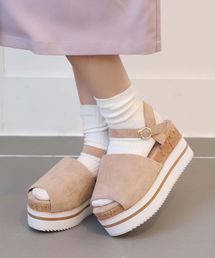 one after another NICE CLAUP | ライン入り厚底サンダル(サンダル)