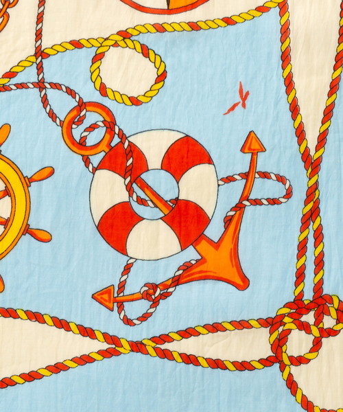 manipuri(マニプリ)の「manipuri: ポンポン付マリン柄スカーフ(マフラー・レディース・ブルー/グリーン・F)」の5枚目の写真