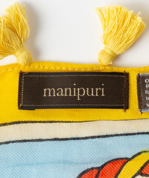 manipuri(マニプリ)の「manipuri: ポンポン付マリン柄スカーフ(マフラー・レディース・ブルー/グリーン・F)」の7枚目の写真