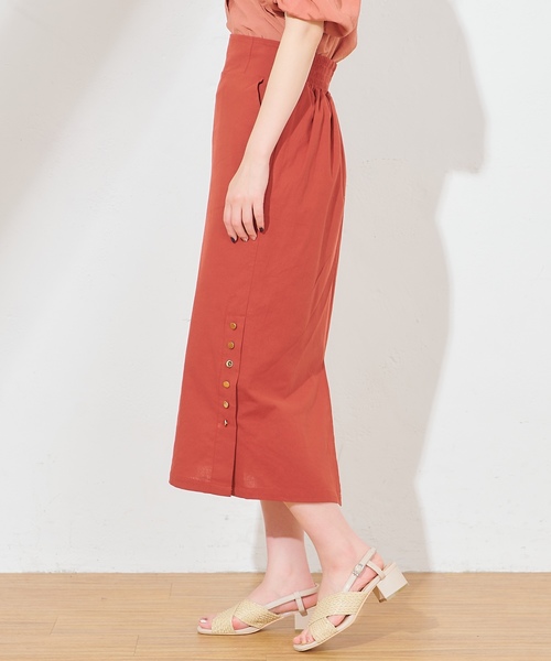 natural couture(ナチュラルクチュール)の「麻ライクサイドスリットスカート(スカート・レディース・オレンジ/ストライプ/ライトベージュ・FREE)」の15枚目の写真