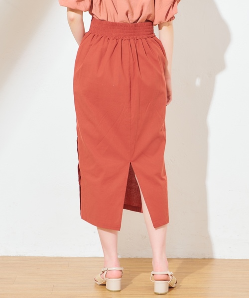 natural couture(ナチュラルクチュール)の「麻ライクサイドスリットスカート(スカート・レディース・オレンジ/ストライプ/ライトベージュ・FREE)」の16枚目の写真