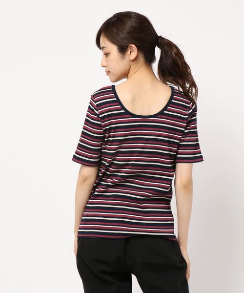 LOWRYS FARM（ローリーズファーム）の「マルチリブウシロアキ５Ｓ　840748（Tシャツ/カットソー・レディース・ブラウン/ブラック/オフホワイト/ネイビー/ベージュ・MEDIUM/LARGE）」の7枚目の写真