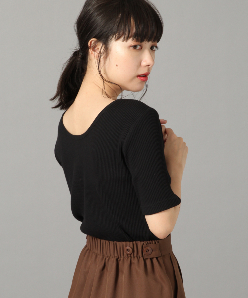 LOWRYS FARM（ローリーズファーム）の「マルチリブウシロアキ５Ｓ　840748（Tシャツ/カットソー・レディース・ブラウン/ブラック/オフホワイト/ネイビー/ベージュ・MEDIUM/LARGE）」の3枚目の写真