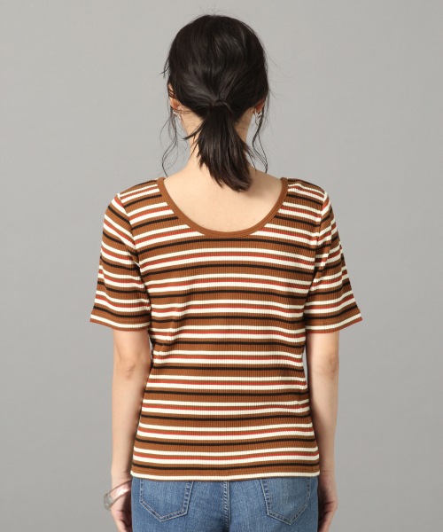 LOWRYS FARM（ローリーズファーム）の「マルチリブウシロアキ５Ｓ　840748（Tシャツ/カットソー・レディース・ブラウン/ブラック/オフホワイト/ネイビー/ベージュ・MEDIUM/LARGE）」の9枚目の写真