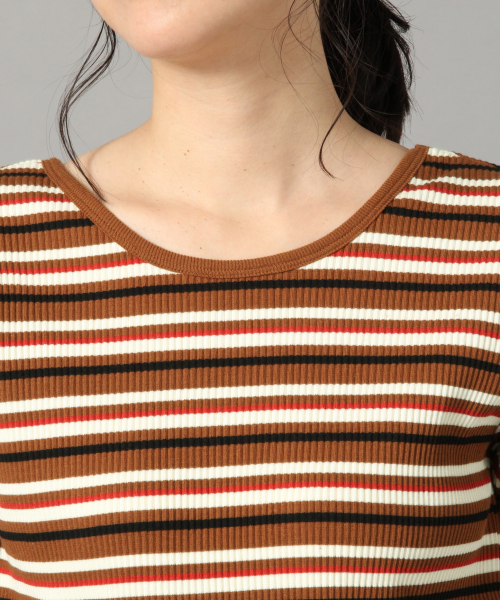 LOWRYS FARM（ローリーズファーム）の「マルチリブウシロアキ５Ｓ　840748（Tシャツ/カットソー・レディース・ブラウン/ブラック/オフホワイト/ネイビー/ベージュ・MEDIUM/LARGE）」の10枚目の写真