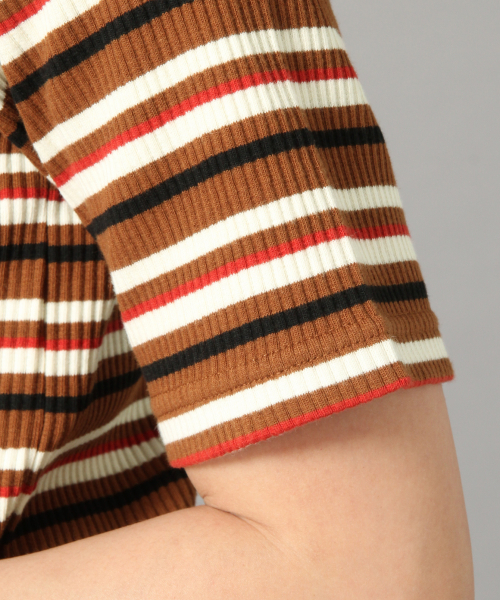 LOWRYS FARM（ローリーズファーム）の「マルチリブウシロアキ５Ｓ　840748（Tシャツ/カットソー・レディース・ブラウン/ブラック/オフホワイト/ネイビー/ベージュ・MEDIUM/LARGE）」の12枚目の写真