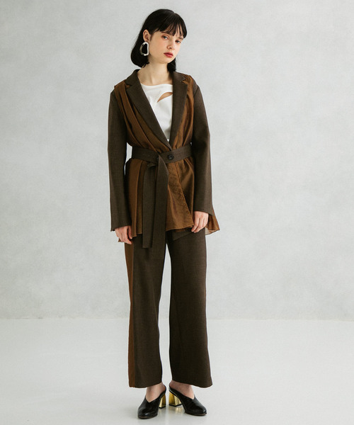 UNITED TOKYO（ユナイテッドトウキョウ）の「オーガンラインワイドパンツ（その他パンツ・レディース・ブラウン/ブラック・1）」の3枚目の写真