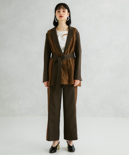 UNITED TOKYO（ユナイテッドトウキョウ）の「オーガンラインワイドパンツ（その他パンツ・レディース・ブラウン/ブラック・1）」の9枚目の写真