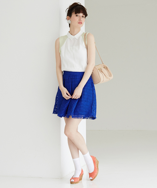 Another Edition（アナザーエディション）の「AE TAPE TUCK SK ◆（スカート・レディース・ブラック/コバルトブルー/ピンク・MEDIUM/SMALL）」の6枚目の写真