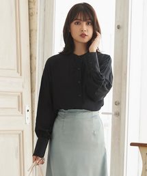 KOBE LETTUCE | バルーン袖バンドカラー丸首シアーシャツブラウス(シャツ/ブラウス)