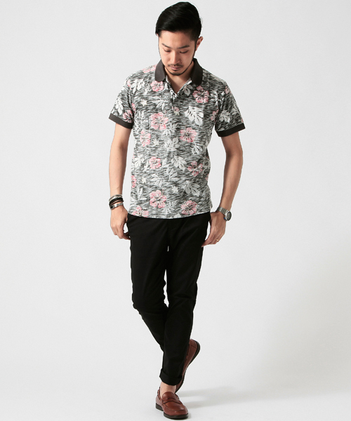 新品　BEAMS 花柄ポロシャツ Mサイズ BEAMS（ビームス）の「○BEAMS / アロハ柄 ポロシャツ