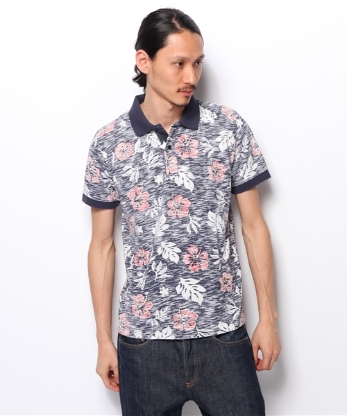 新品　BEAMS 花柄ポロシャツ Mサイズ BEAMS（ビームス）の「○BEAMS / アロハ柄 ポロシャツ