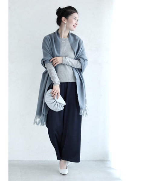 cawaii（カワイイ）の「美しく透ける肩レースのボートネックのリブニットトップス（ニット/セーター・レディース・ホワイト/ライトグレー/ブラック/ネイビー/ブラウン/グレー/ワインレッド/モカ/ベージュ系その他・M/XL）」の16枚目の写真