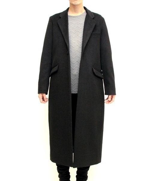 NO ID.（ノーアイディ）の「mj7023-ﾛﾝｸﾞﾁｪｽﾀｰｺｰﾄ（チェスターコート・メンズ・ブラック/グレー/ブルーグリーン・1/2/3）」の2枚目の写真