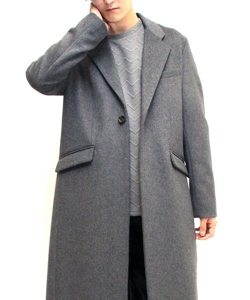 NO ID.（ノーアイディ）の「mj7023-ﾛﾝｸﾞﾁｪｽﾀｰｺｰﾄ（チェスターコート・メンズ・ブラック/グレー/ブルーグリーン・1/2/3）」の11枚目の写真