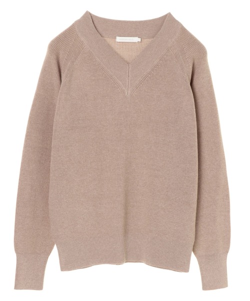 AMERICAN HOLIC（アメリカンホリック）の「太Ｖネックラグランニット片畦ニットプルオーバー＊（ニット/セーター・レディース・アイボリー/イエロー/ネイビー/ベージュ系その他・MEDIUM/LARGE）」の5枚目の写真