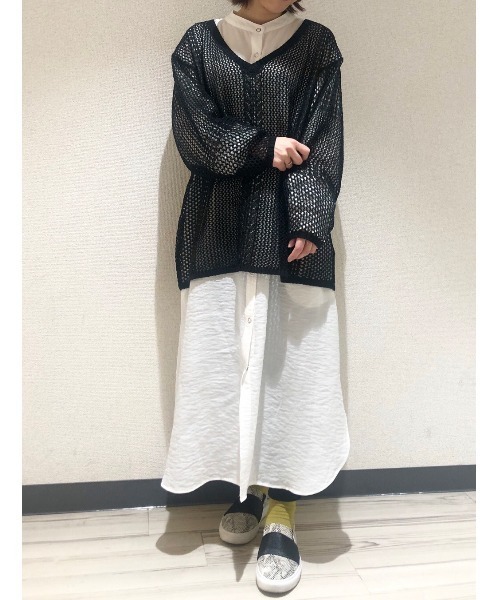 PAGEBOY（ページボーイ）の「バンドカラーシャツワンピース（ワンピース・レディース・ブラック/オフホワイト/ブルー・FREE）」の11枚目の写真