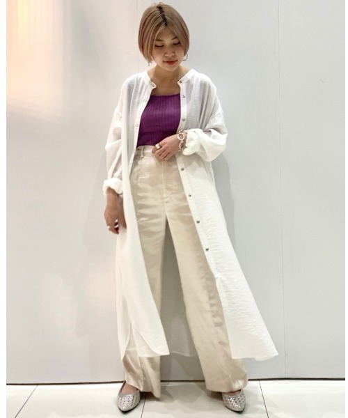 PAGEBOY（ページボーイ）の「バンドカラーシャツワンピース（ワンピース・レディース・ブラック/オフホワイト/ブルー・FREE）」の5枚目の写真