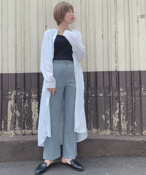 PAGEBOY（ページボーイ）の「バンドカラーシャツワンピース（ワンピース・レディース・ブラック/オフホワイト/ブルー・FREE）」の7枚目の写真