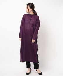 新品タグ付き　ミズイロインド　バンドカラーシャツワンピース　ロング丈　Aライン mizuiroind SALE セール 20%OFF mizuiro ind ミズイロインド