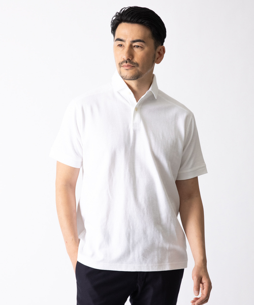 DESIGNWORKS(デザインワークス)の「ラミーカノコダブルフェイス ポロシャツ(Tシャツ/カットソー・メンズ・ホワイト・48/46/50)」の1枚目の写真