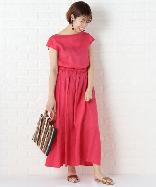 NOLLEY’S（ノーリーズ）の「麻ワンピース（ワンピース・レディース・ブラック/ブラウン/ラベンダー/ピンク・38）」の6枚目の写真