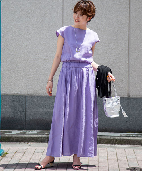 NOLLEY’S（ノーリーズ）の「麻ワンピース（ワンピース・レディース・ブラック/ブラウン/ラベンダー/ピンク・38）」の3枚目の写真