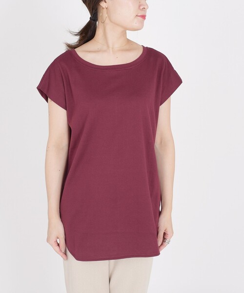 SHIPS(シップス)の「〈汗染み防止〉フレンチスリーブベーシックTEE◇(Tシャツ/カットソー・レディース・オフホワイト/ダークグレー/ボルドー・ONE SIZE)」の4枚目の写真
