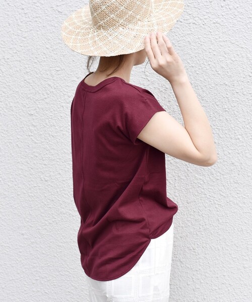 SHIPS(シップス)の「〈汗染み防止〉フレンチスリーブベーシックTEE◇(Tシャツ/カットソー・レディース・オフホワイト/ダークグレー/ボルドー・ONE SIZE)」の19枚目の写真