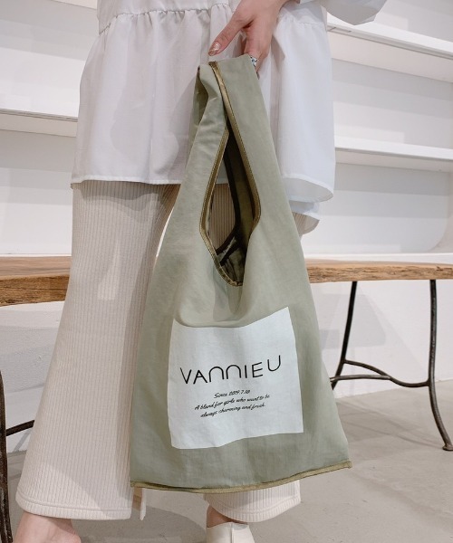 VANNIE U(ヴァニーユー)の「タグエコバッグ(エコバッグ/サブバッグ・レディース・ブラック/ベージュ/グリーン・FREE)」の3枚目の写真