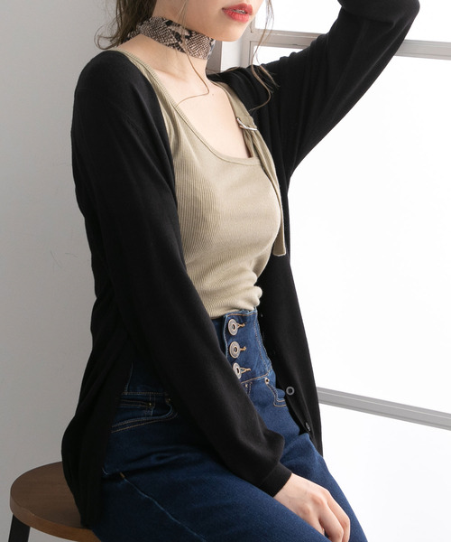 Newlyme(ニューリーミー)の「ウォッシャブル選べる丈カーディガン(カーディガン/ボレロ・レディース・ホワイト系その他/ブラック/ベージュ系その他/パープル/ブラウン/ライム/イエロー/ブルー/グリーン/グリーン系その他3/アイボリー/グリーン系その他/ブラウン系その他/ボルドー/ブルー系その他/パープル系その他/イエロー系その他/レッド系その他/ブラック系その他/グレイッシュベージュ/セージグリーン/グレー/ネイビー/グレー系その他/グリーン系その他2/ピンクベージュ/ピンク系その他/ブルー系その他2・MEDIUM/LARGE/X-LARGE/XX-LARGE)」の4枚目の写真