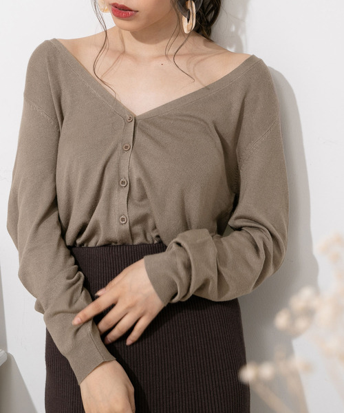 Newlyme(ニューリーミー)の「ウォッシャブル選べる丈カーディガン(カーディガン/ボレロ・レディース・ホワイト系その他/ブラック/ベージュ系その他/パープル/ブラウン/ライム/イエロー/ブルー/グリーン/グリーン系その他3/アイボリー/グリーン系その他/ブラウン系その他/ボルドー/ブルー系その他/パープル系その他/イエロー系その他/レッド系その他/ブラック系その他/グレイッシュベージュ/セージグリーン/グレー/ネイビー/グレー系その他/グリーン系その他2/ピンクベージュ/ピンク系その他/ブルー系その他2・MEDIUM/LARGE/X-LARGE/XX-LARGE)」の9枚目の写真