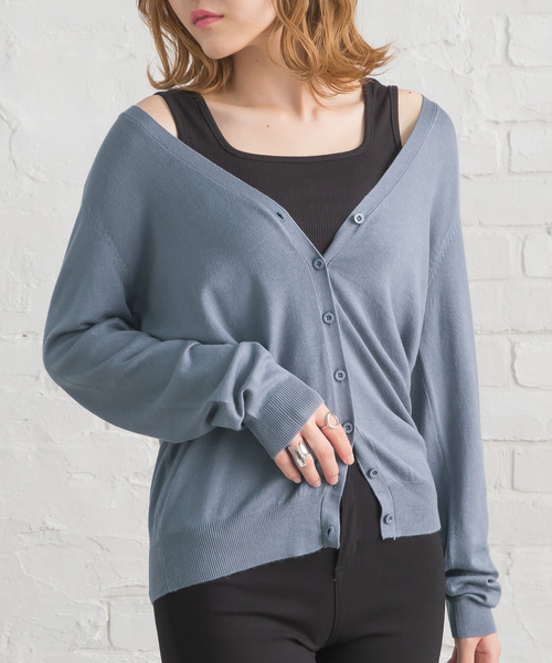 Newlyme(ニューリーミー)の「ウォッシャブル選べる丈カーディガン(カーディガン/ボレロ・レディース・ホワイト系その他/ブラック/ベージュ系その他/パープル/ブラウン/ライム/イエロー/ブルー/グリーン/グリーン系その他3/アイボリー/グリーン系その他/ブラウン系その他/ボルドー/ブルー系その他/パープル系その他/イエロー系その他/レッド系その他/ブラック系その他/グレイッシュベージュ/セージグリーン/グレー/ネイビー/グレー系その他/グリーン系その他2/ピンクベージュ/ピンク系その他/ブルー系その他2・MEDIUM/LARGE/X-LARGE/XX-LARGE)」の19枚目の写真