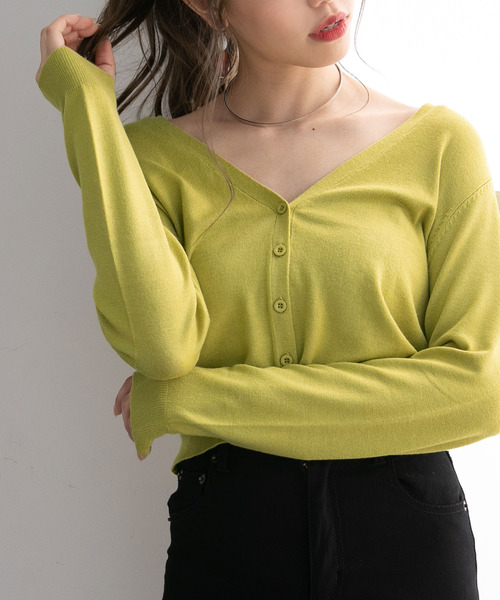 Newlyme(ニューリーミー)の「ウォッシャブル選べる丈カーディガン(カーディガン/ボレロ・レディース・ホワイト系その他/ブラック/ベージュ系その他/パープル/ブラウン/ライム/イエロー/ブルー/グリーン/グリーン系その他3/アイボリー/グリーン系その他/ブラウン系その他/ボルドー/ブルー系その他/パープル系その他/イエロー系その他/レッド系その他/ブラック系その他/グレイッシュベージュ/セージグリーン/グレー/ネイビー/グレー系その他/グリーン系その他2/ピンクベージュ/ピンク系その他/ブルー系その他2・MEDIUM/LARGE/X-LARGE/XX-LARGE)」の11枚目の写真